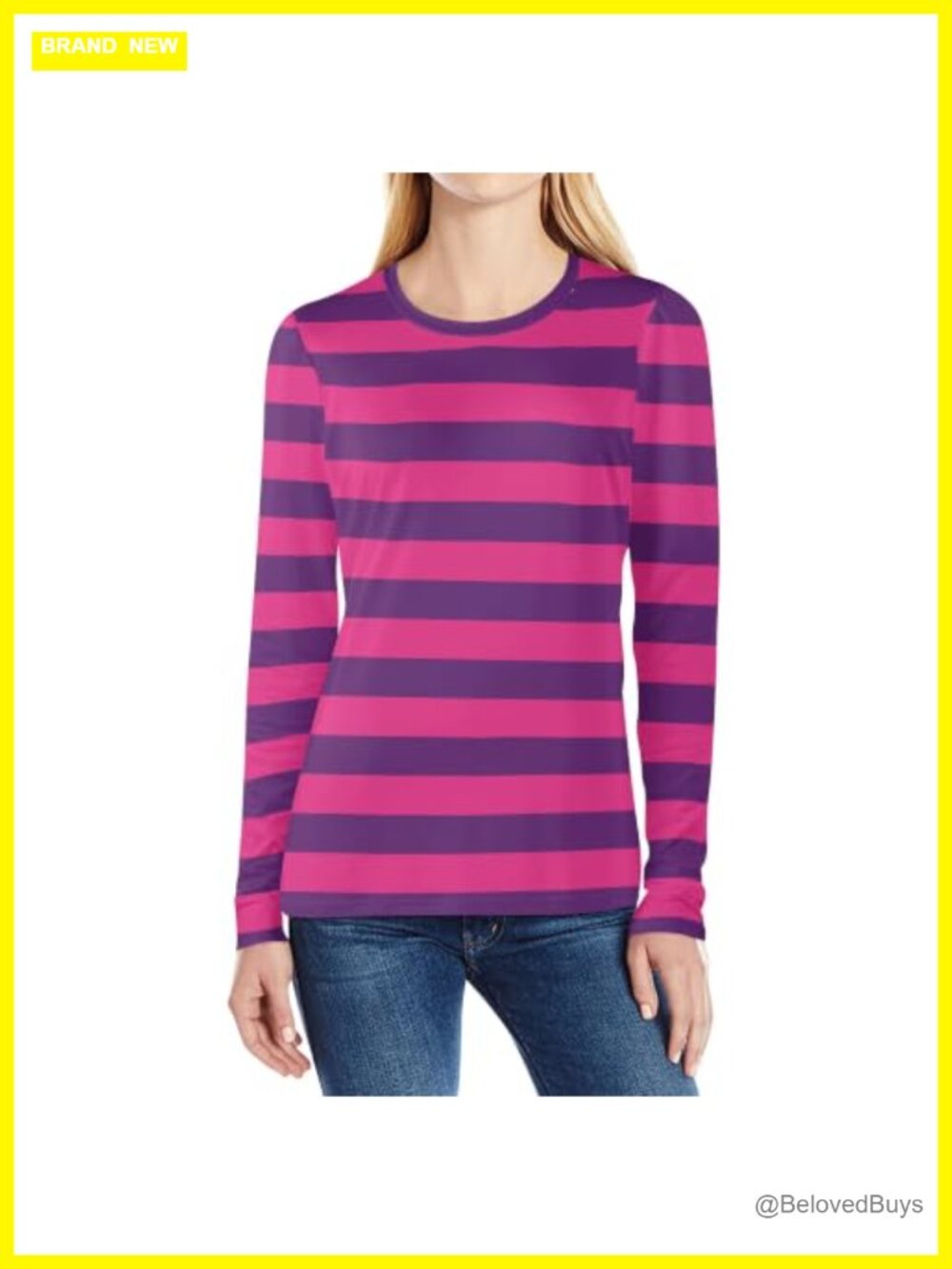 Y2k Striped Long Sleeve Grunge Shirt Crew Neck Pullover Fitted